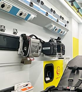 Electromedical equipment wall with rail supports