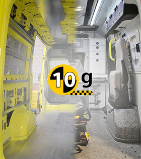 Ambulance structural 10G crash test verification